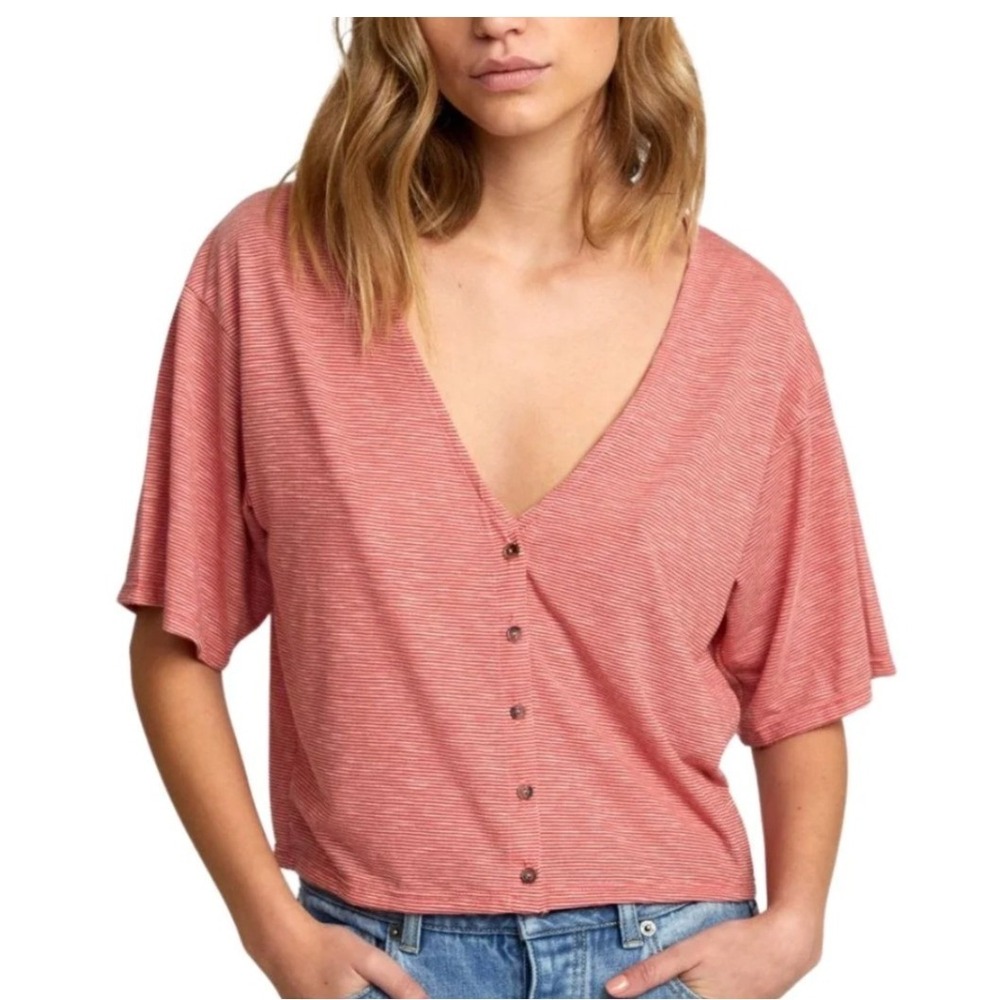 RVCA Chalked Top Women's Top in Pompei Red xs